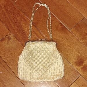 Vintage hand beaded purse pouch clutch bag La Parisienne Artel Montreal